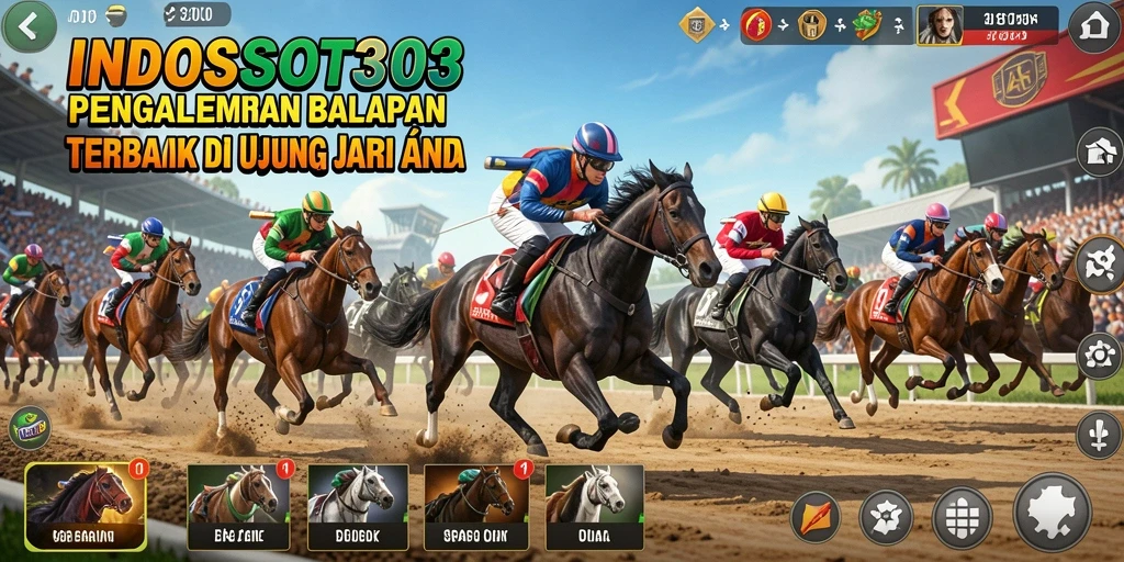 Tampilan seru gameplay balapan di INDOSLOT303 dengan berbagai mobil.