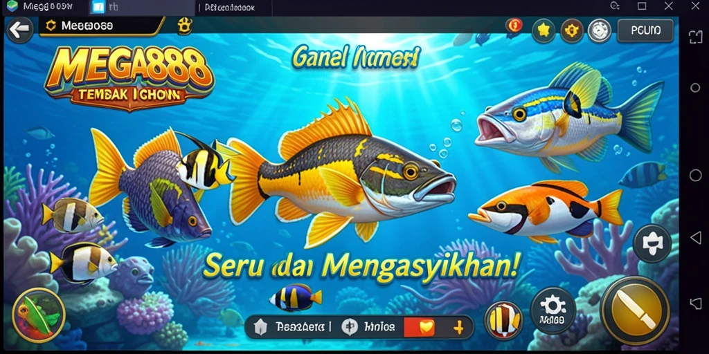 Tampilan utama MEGA888 saat menangkap ikan dalam gameplay Tembak Ikan.