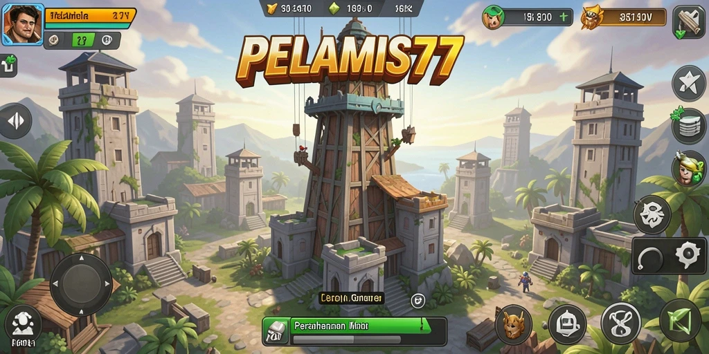 Gameplay PELAMIS77 dengan menara pertahanan yang menakjubkan.