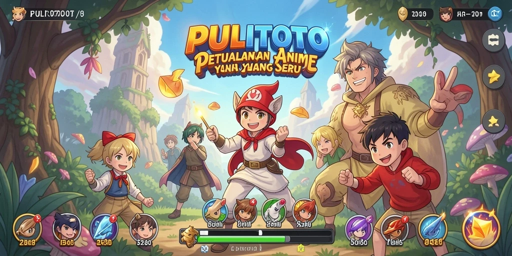 Screenshot gameplay PULITOTO menampilkan karakter Anime yang dinamis.