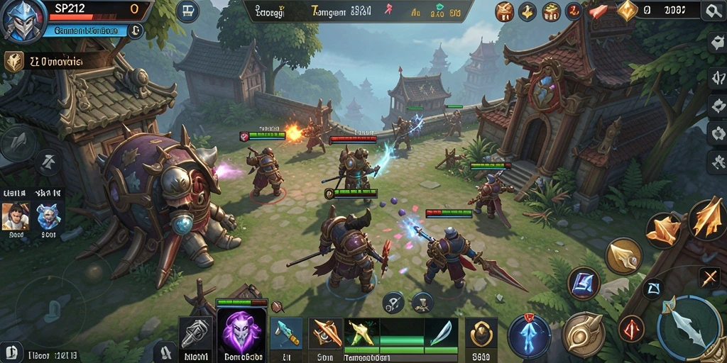 Screenshot SP212 menampilkan pertempuran strategi yang intens dan dinamis.