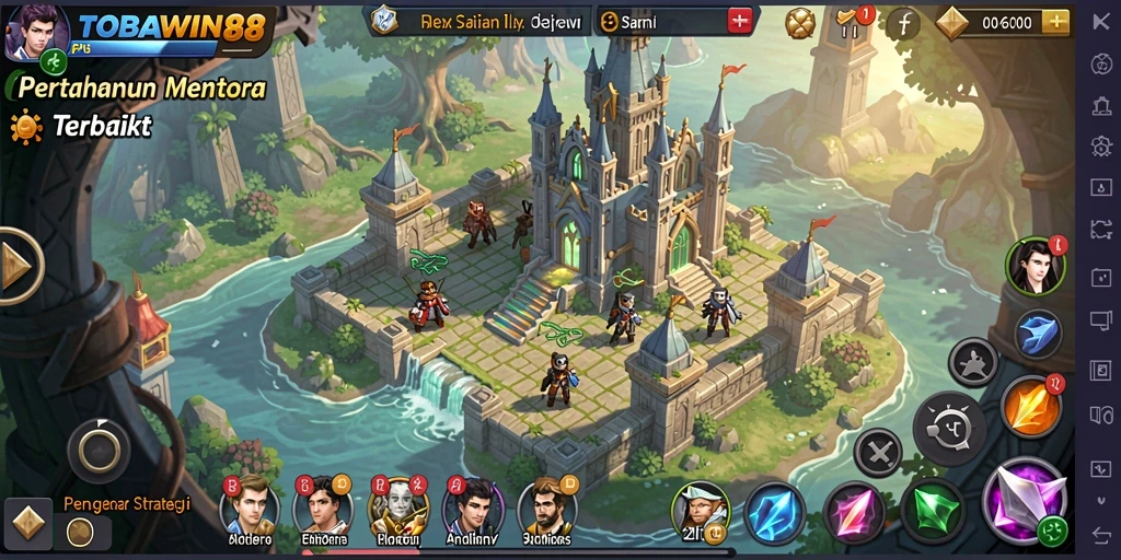 Tangkapan layar game TOBAWIN88 menampilkan aksi Tower Defense yang mendebarkan.